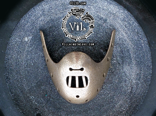 HANNIBAL Mask Pendant ⛧VIL⛧ in Polished Bronzed-Silver Steel: Small