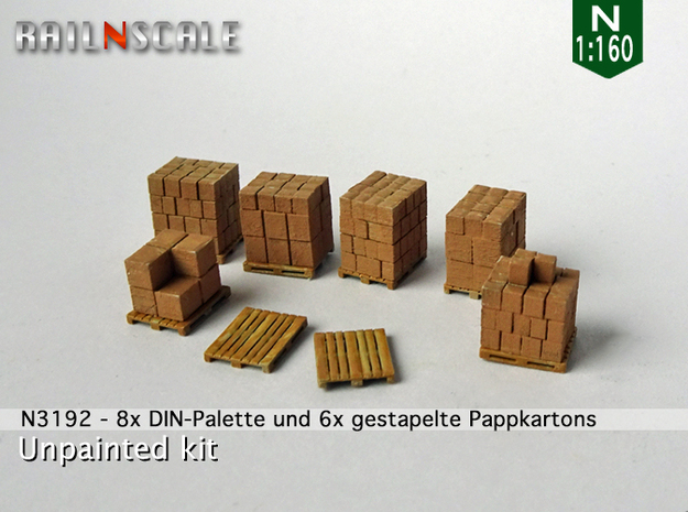 Gestapelte Pappkartons (N 1:160) in Tan Fine Detail Plastic