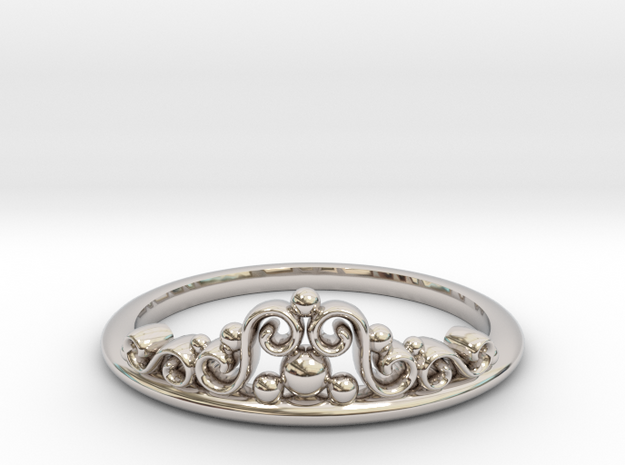 Tiara Ring in Rhodium Plated Brass: 6 / 51.5