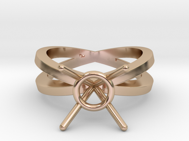 Double band engagement ring mount in 14k Rose Gold