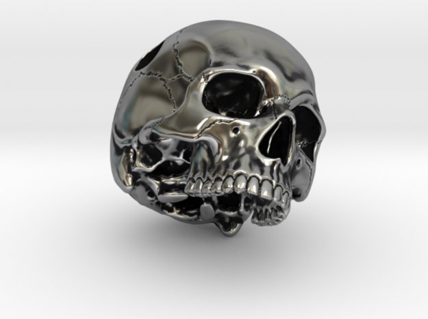 Skull Pendant _ P01 in Antique Silver: Small