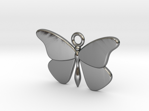 Single Butterfly Pendant (smaller) in Polished Silver
