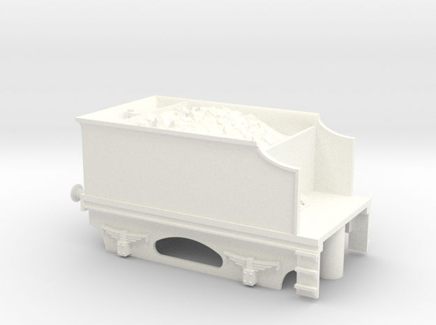 4 Wheel Tender With Coal and Bearing Sockets in White Processed Versatile Plastic