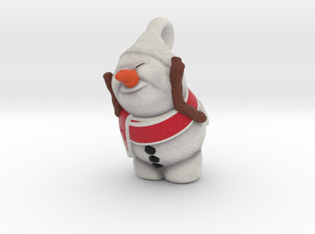 Snowman Christmas Ornament in Natural Full Color Sandstone