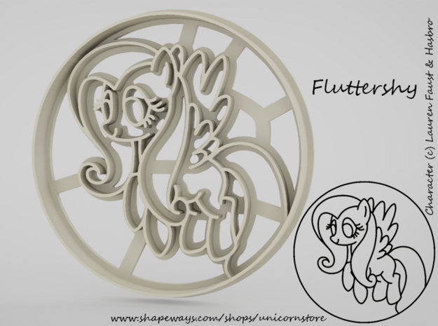 Cookie cutter Fluttershy My Little Pony in White Natural Versatile Plastic