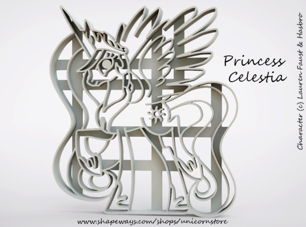 Cookie cutter Princess Celestia My Little Pony in White Natural Versatile Plastic