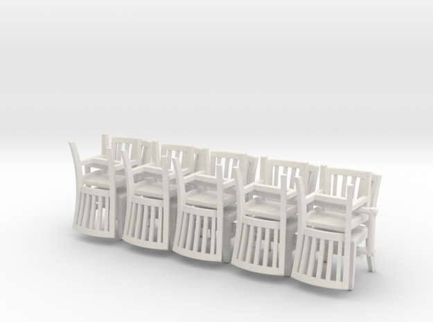 10 1:48 Courtroom Chairs in White Natural Versatile Plastic