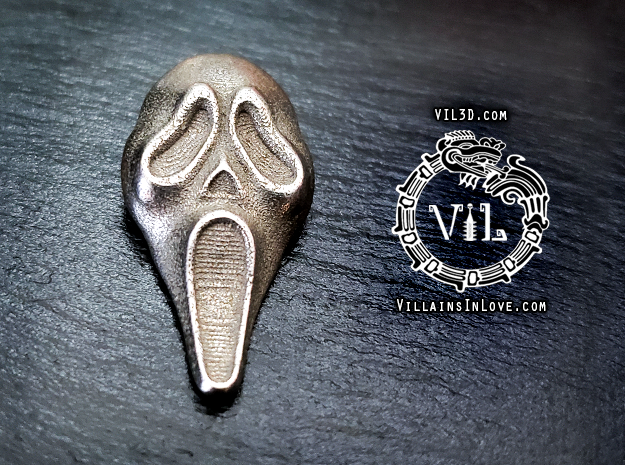 SCREAM Pendant ⛧ VIL ⛧ in Polished Bronzed-Silver Steel: Small