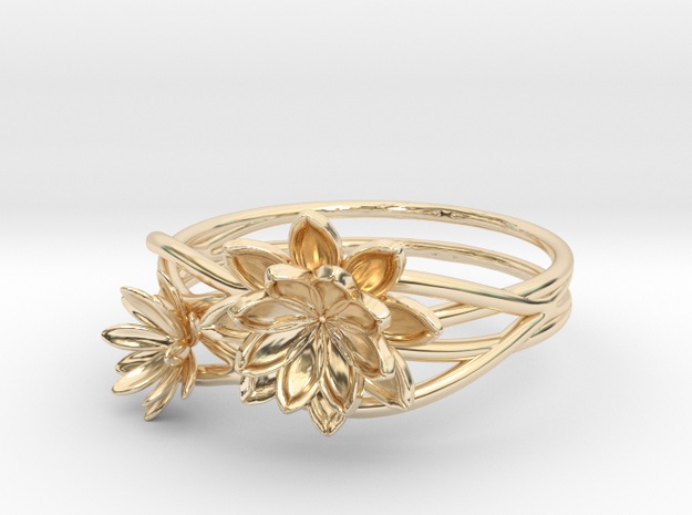 Lotus lily Ring Size 8--18.2mm in 14K Yellow Gold