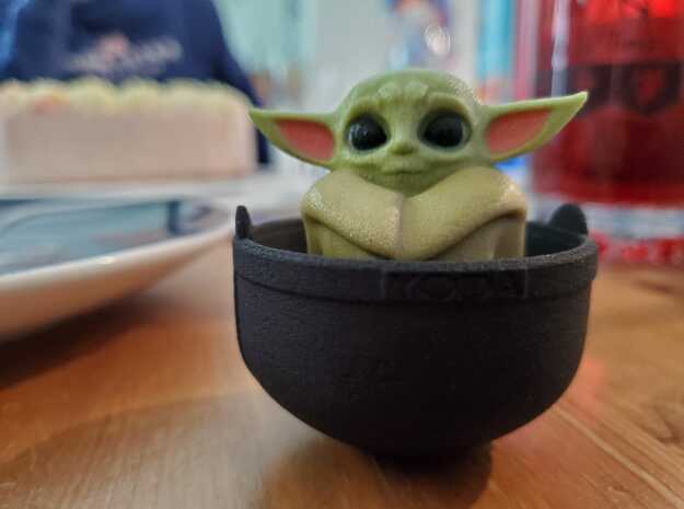 Baby Yoda Figurine in Glossy Full Color Sandstone