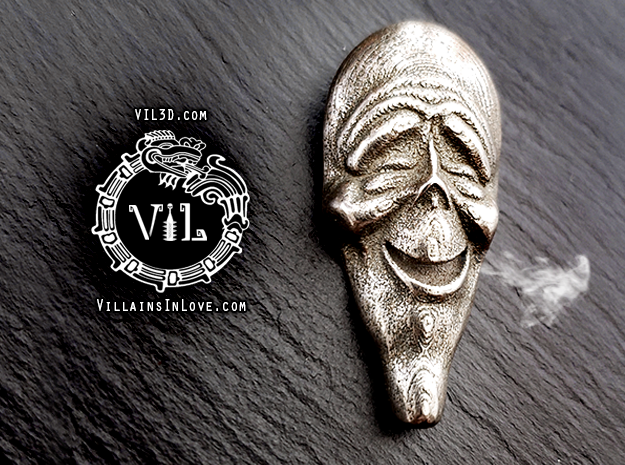 HIGH Scary Movie Pendant ⛧ VIL ⛧ in Polished Bronzed-Silver Steel: Small