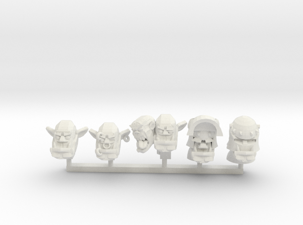 Orc Heads 1 in White Natural Versatile Plastic