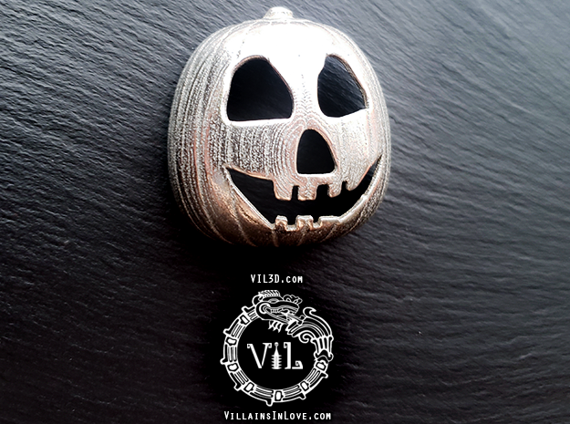 Halloween 2 PUMPKIN Pendant ⛧VIL⛧ in Polished Bronzed-Silver Steel