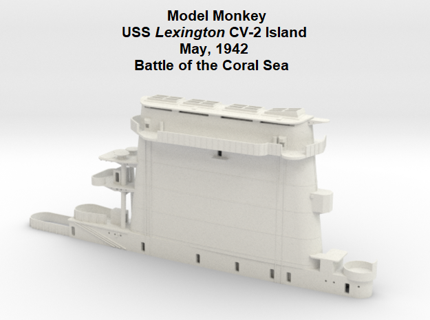 1/144 USS Lexington CV-2 Funnel, 1942 Coral Sea in White Natural Versatile Plastic