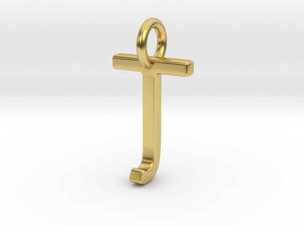 Two way letter pendant - JT TJ in Polished Brass