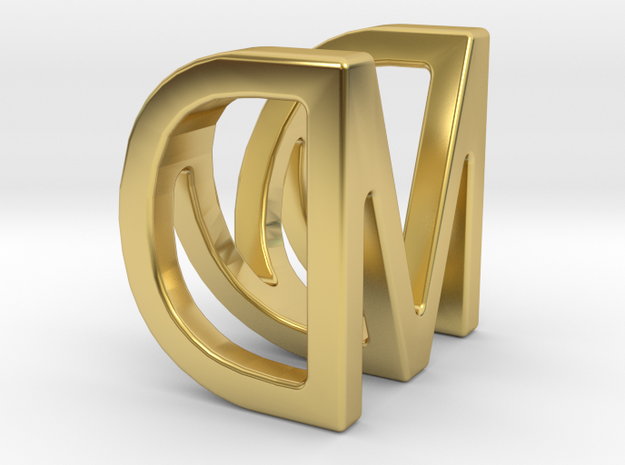 Two way letter pendant - DM MD in Polished Brass
