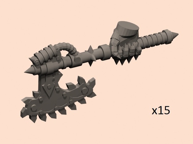 28mm Chain axe with evil hand (right) in Smoothest Fine Detail Plastic