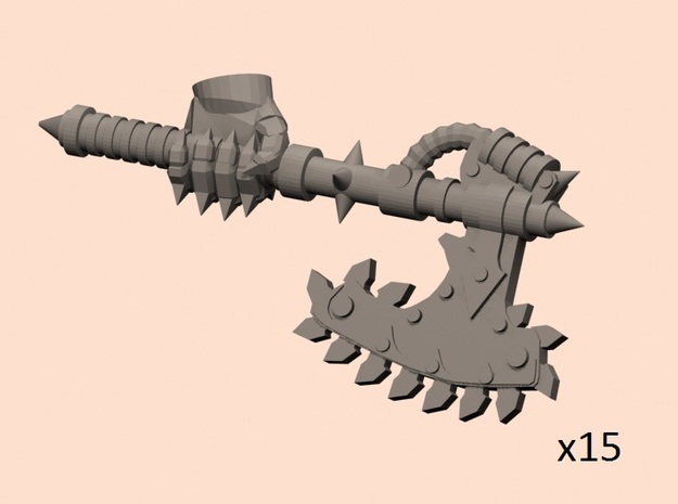 28mm Chain axe with evil hand (left) in Smoothest Fine Detail Plastic