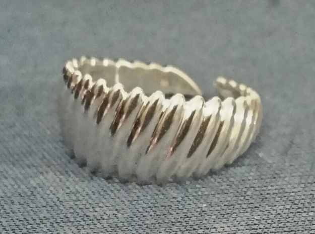 Large twisted ring [sizable ring] in Polished Silver