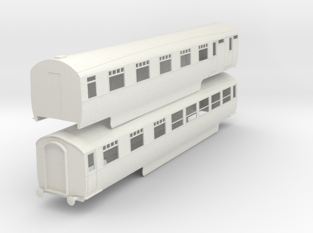 0-43-lner-silver-jubilee-A-B-twin-coach in White Natural Versatile Plastic