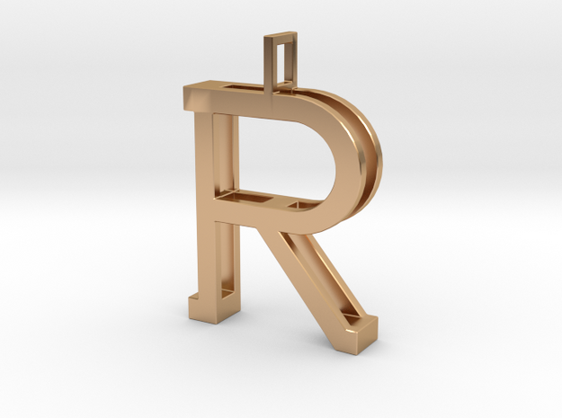 letter R monogram pendant in Polished Bronze