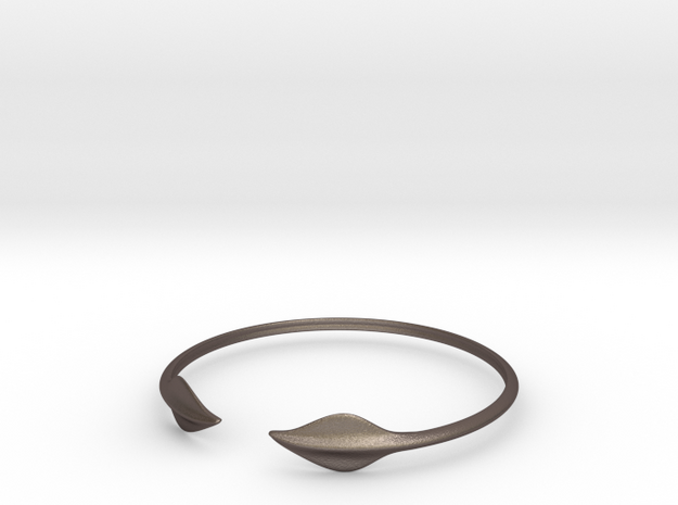 Leaf Bracelet 3" Diameter in Polished Bronzed Silver Steel