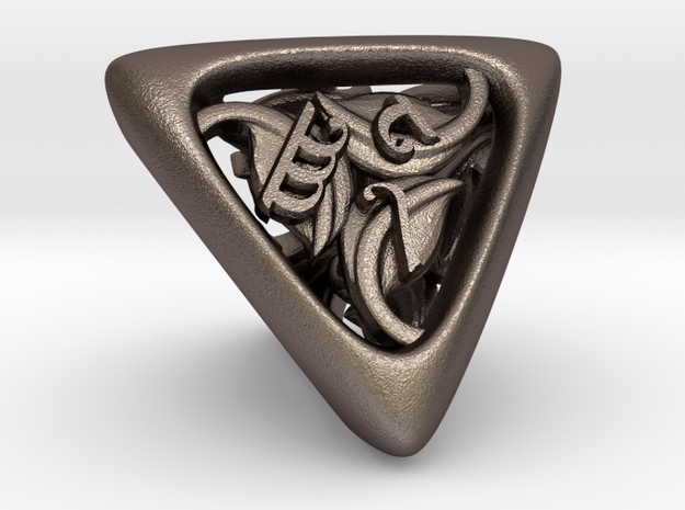 Tengwar Elvish D4 in Polished Bronzed Silver Steel
