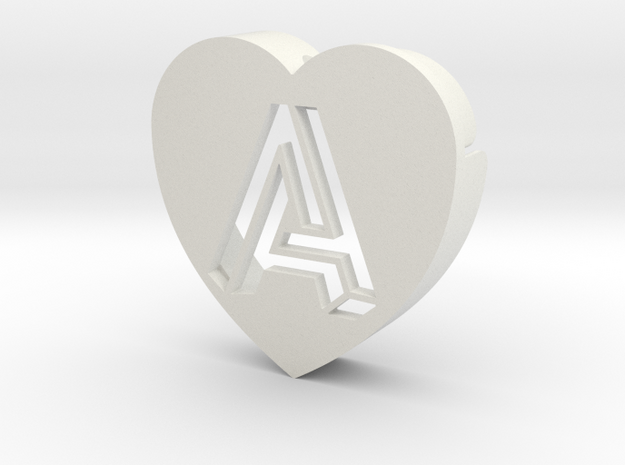Heart shape DuoLetters print A in White Natural Versatile Plastic