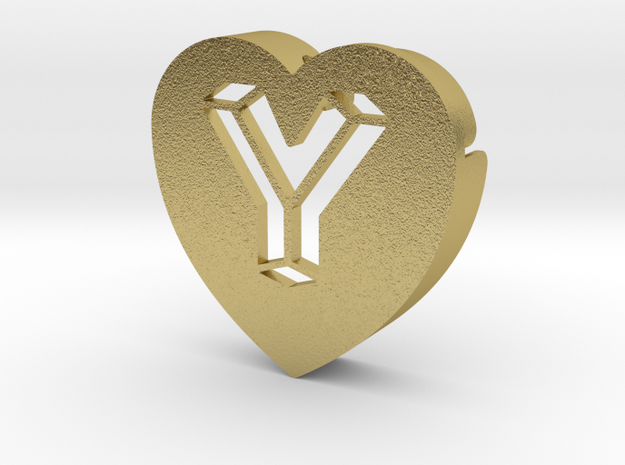 Heart shape DuoLetters print Y in Natural Brass