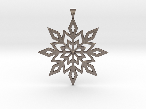 Snowflake 8-pointed Star Ornament in Polished Bronzed-Silver Steel