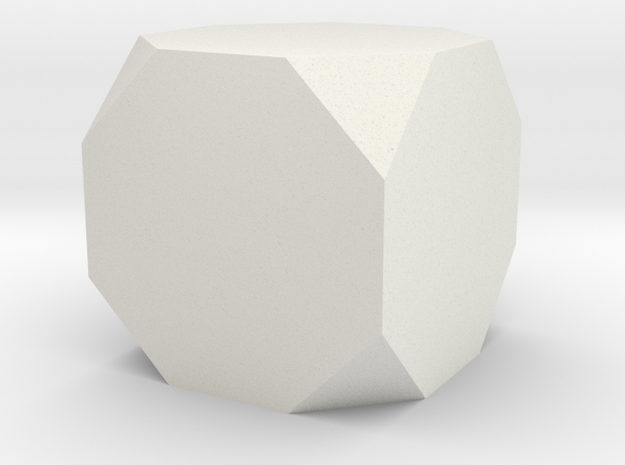 Truncated Cube - 1 Inch in White Natural Versatile Plastic