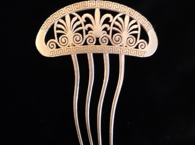 Hair Comb with Greek Motifs in 14k Gold Plated Brass
