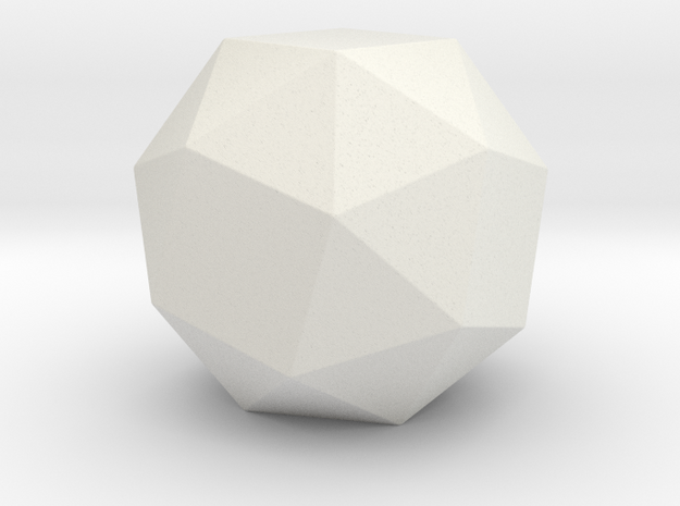 Snub Cube - 1 Inch - Rounded V1 in White Natural Versatile Plastic