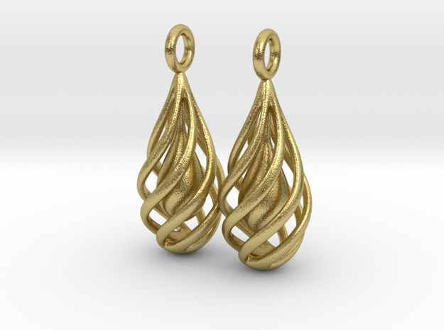 Spiral Earrings in Natural Brass