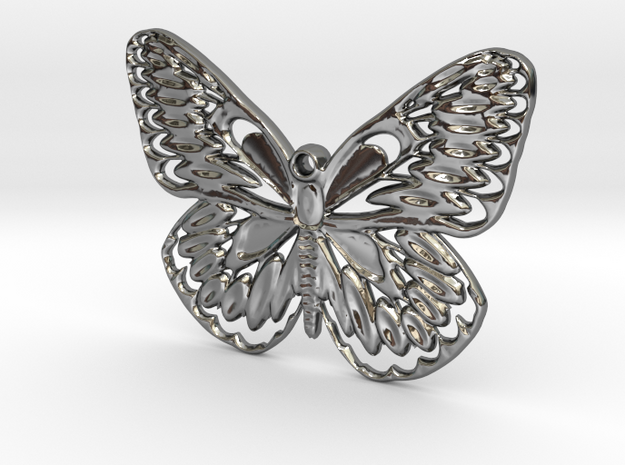 Butterfly pendant in Fine Detail Polished Silver