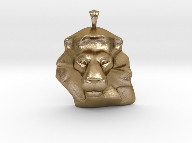 Lion Pendant in Polished Gold Steel