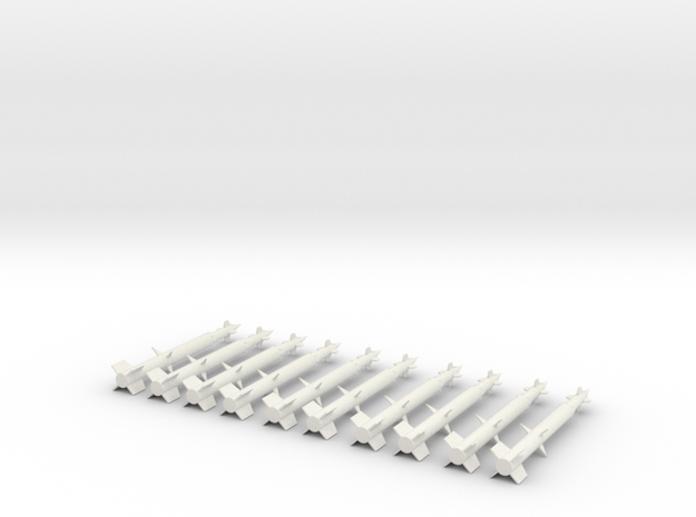 1/144 Scale Spartan Missile set of 10 in White Natural Versatile Plastic