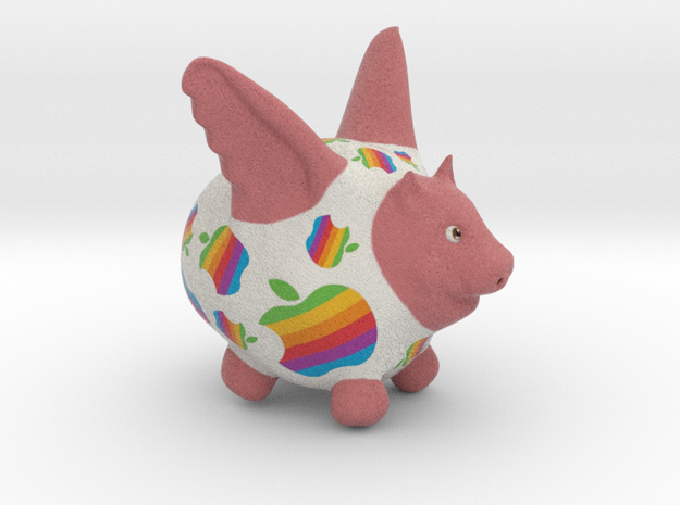 Flying Pig Classic Apple Logo in Full Color Sandstone