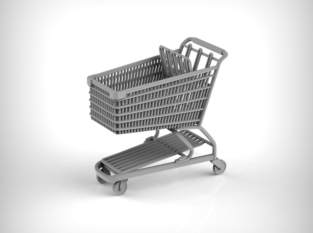 Shopping cart in 1:18 scale. in Gray PA12