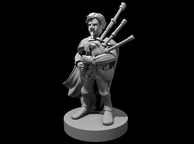 Gnome Male Bard with Bagpipes in Tan Fine Detail Plastic