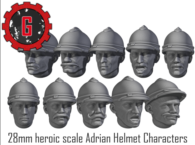 28mm Heroic Scale Adrian Helmet Characters in Tan Fine Detail Plastic: Small