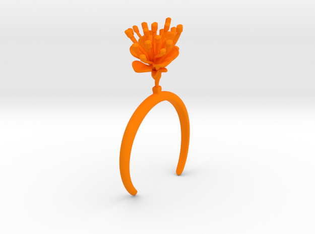Bracelet with two large flowers of the Cherry L in Orange Processed Versatile Plastic: Medium