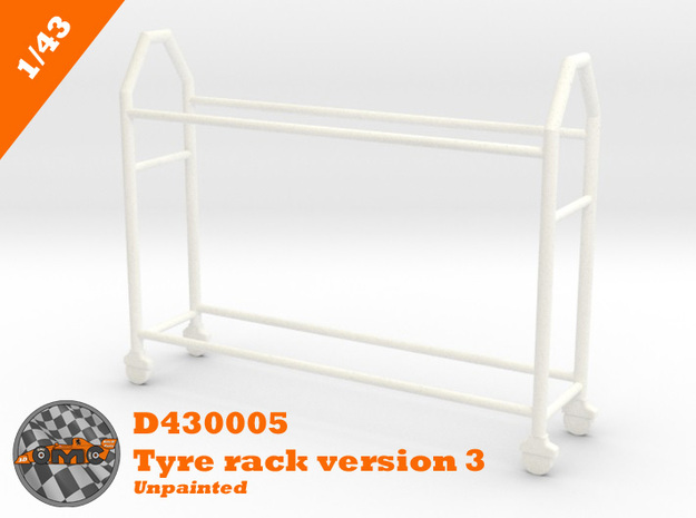 OMCD430005 Tyre rack version 3 (1/43) in White Processed Versatile Plastic