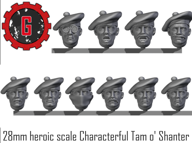 28mm heroic scale Tam o'shanter in Tan Fine Detail Plastic: Small