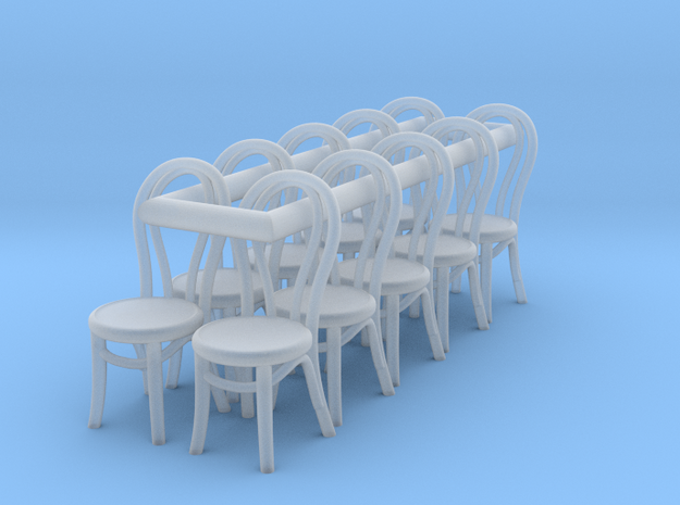 1:48 Bentwood Chairs (Set of 10) in Smooth Fine Detail Plastic
