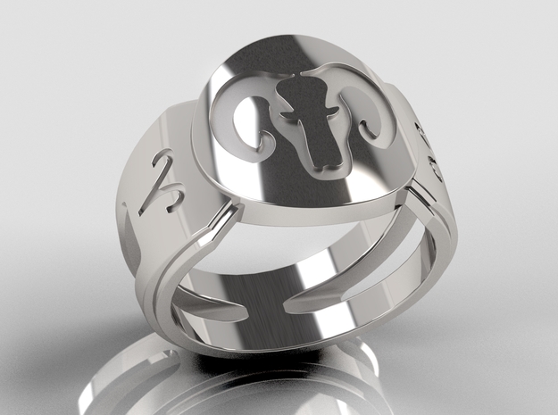 Aries Signet Ring Lite in Polished Silver: 10 / 61.5