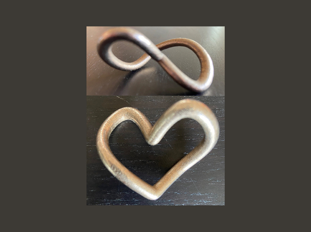 Valentines 2 Infinity Hearts (Keep 1, Gift 1)   in Polished Nickel Steel