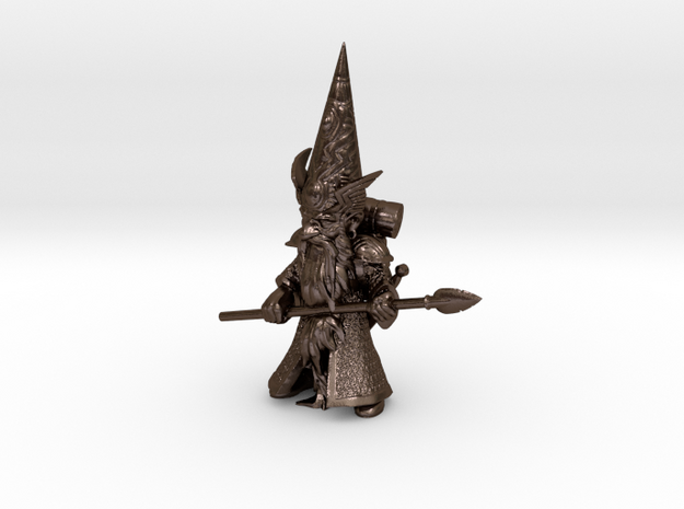 12" Guardin'Gnome with Spear in Polished Bronze Steel