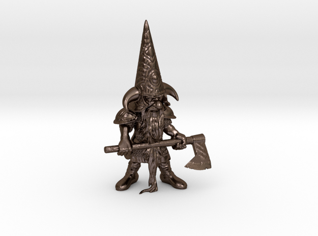 12" Guardin'Gnome with Axe in Polished Bronze Steel