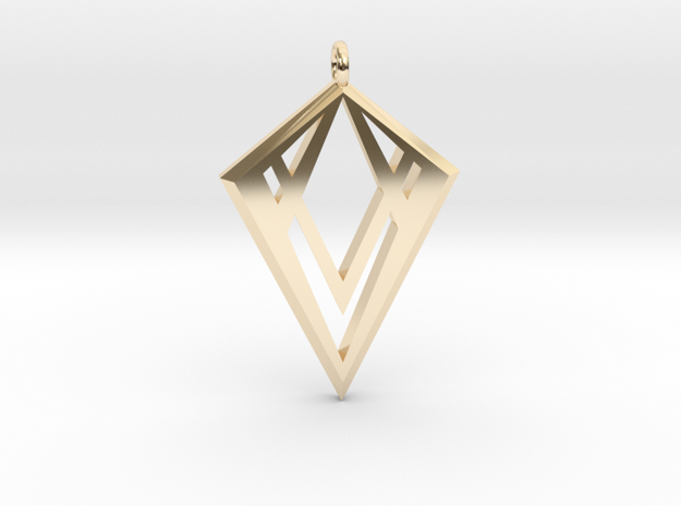 Small Diamond Pendant in 14k Gold Plated Brass